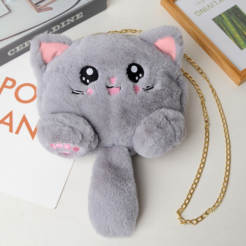 Furry Tailed Kitten Bag Light Grey Color