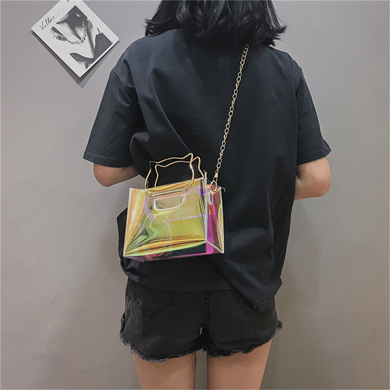 Cat Holographic Style Tote Bag Crossbody