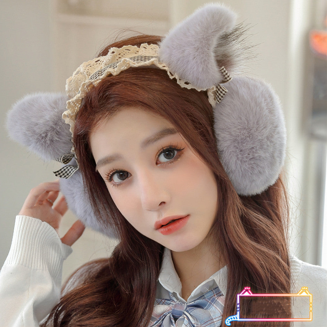 Cat Ear Windproof Earmuffs Grey