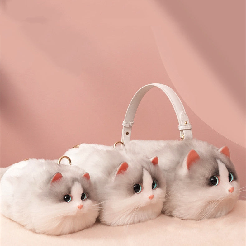 Light color cat kitten bag purse lifelike size