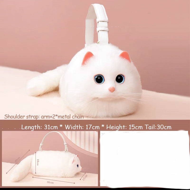 White cat kitten bag purse large size dimensions