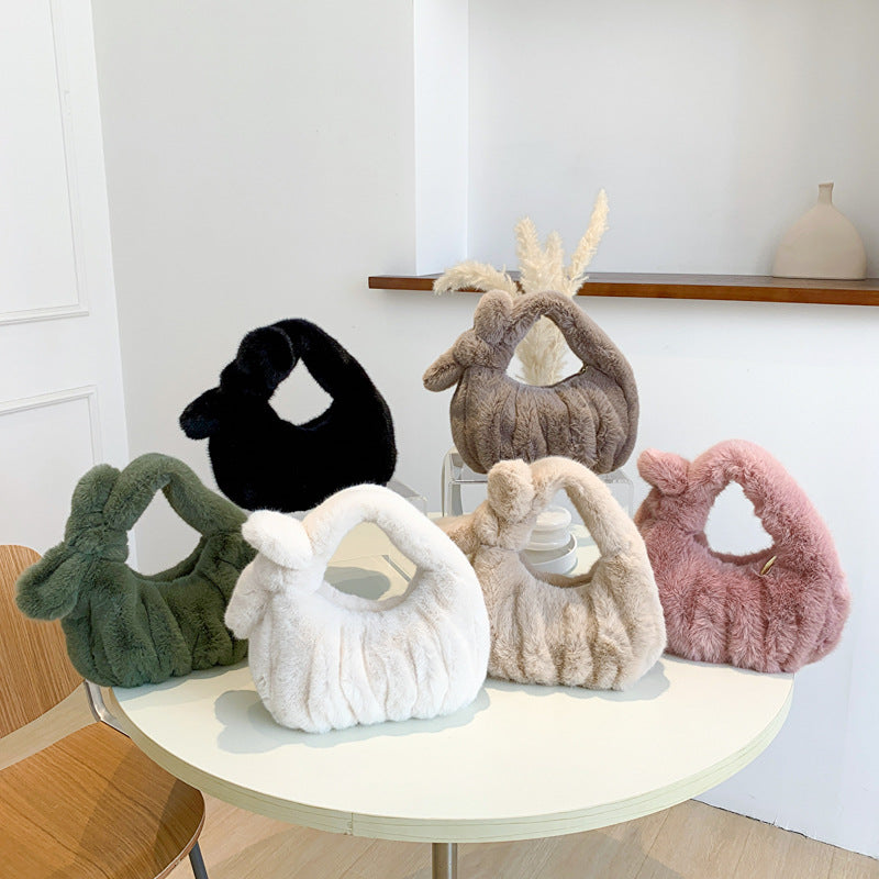 Faux fur top knot bag colors