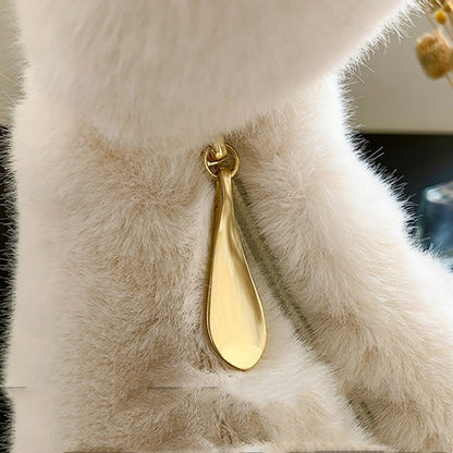 Faux fur bag gold zipper