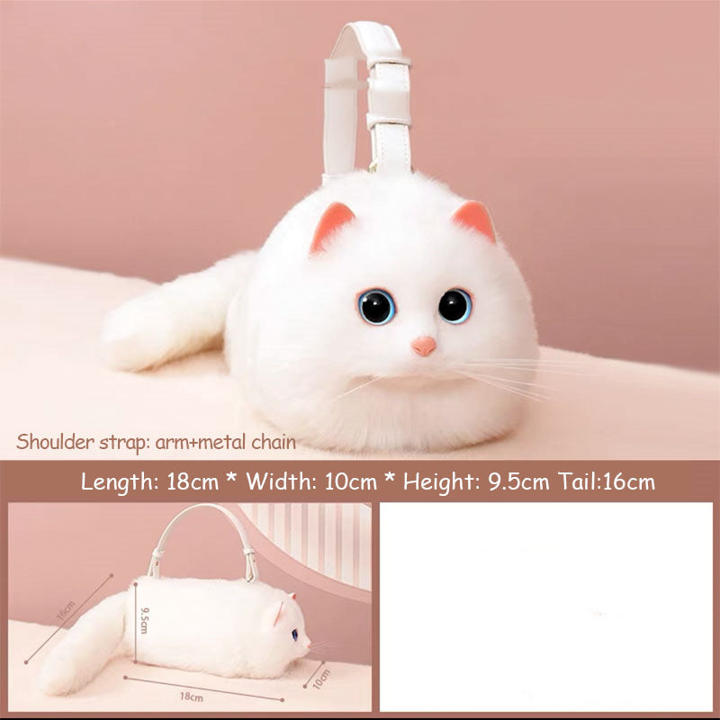 White cat kitten bag purse small size dimensions