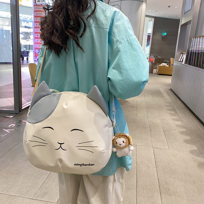 Cartoon Cat Messenger Bag Crossbody White