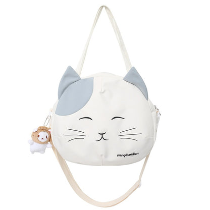 Cartoon Cat Messenger Bag White