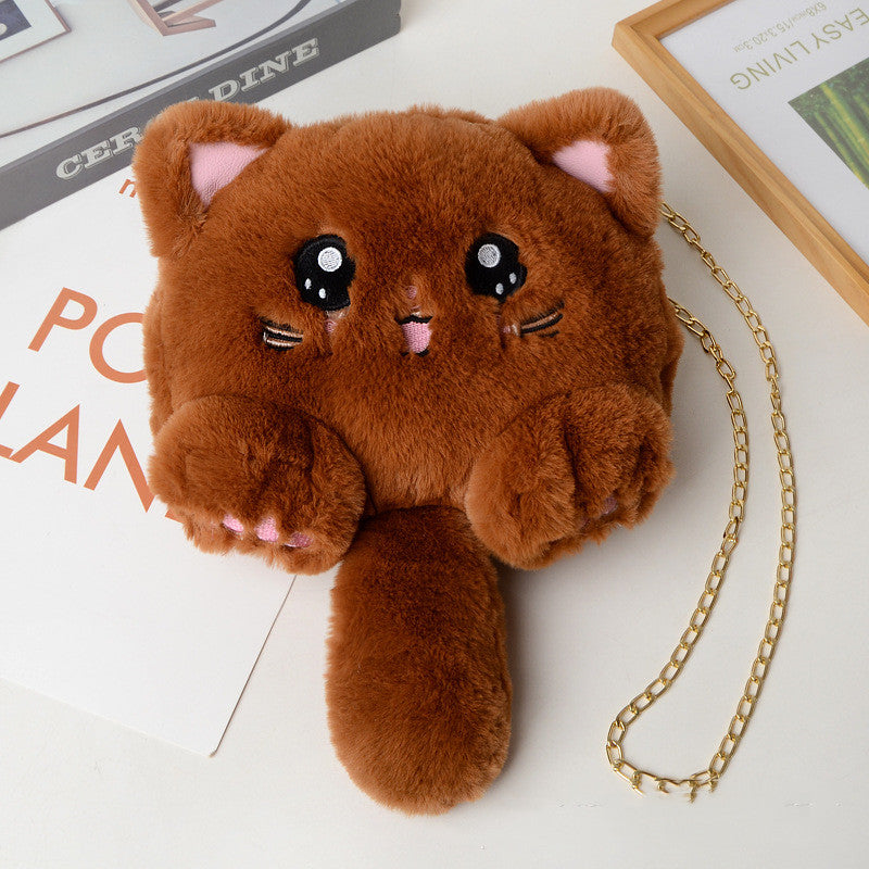 Furry Tailed Kitten Bag Caramel Color