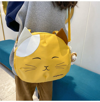 Cute Cartoon Cat Messenger Bag Yellow Pendant