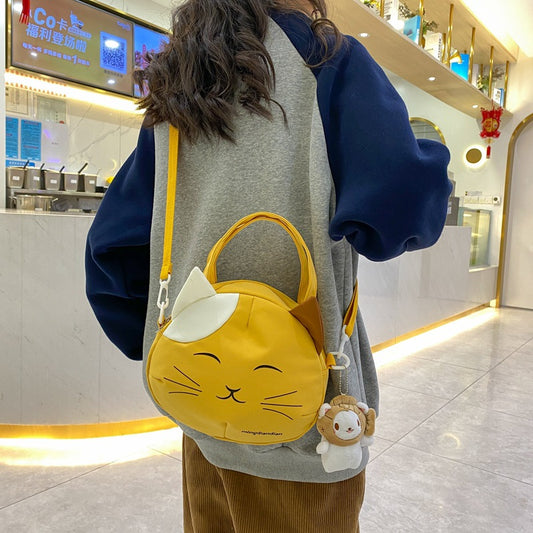 Cartoon Cat Messenger Bag Crossbody Yellow