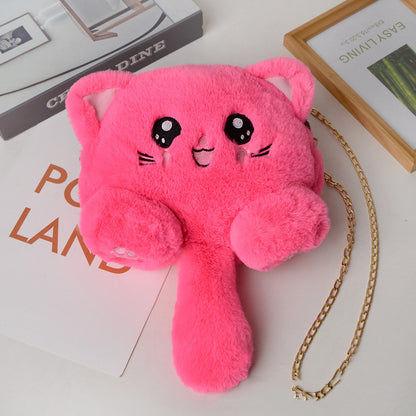 Furry Tailed Kitten Bag Rose Red Color