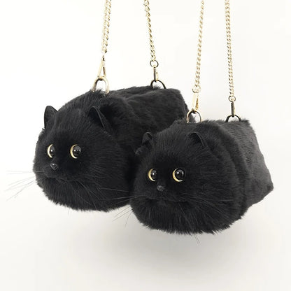 Black cat kitten bag purse sizes chain strap