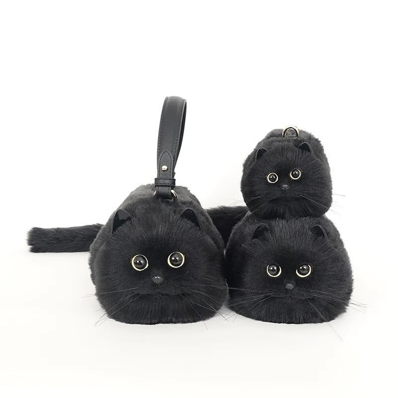 Black cat kitten bag stuffed animal purse