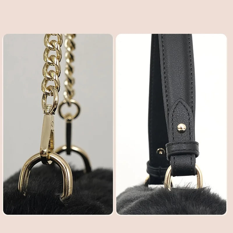 Black cat kitten bag purse handle strap chain